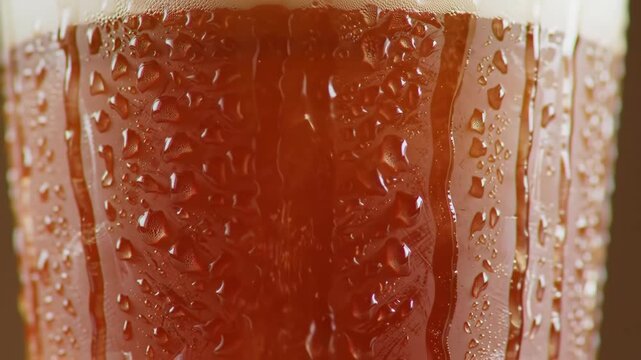 Close-up of Cold Beer Glass with Water Droplets