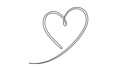 A simple, elegant, continuous line drawing of a heart shape.