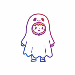 Fototapeta premium Child dressed as a ghost in playful costume for Halloween 