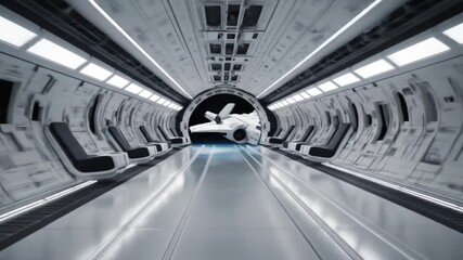 interior of the spacecraft landing pad. 4k video - Powered by Adobe