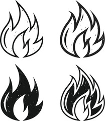 Set of fire flames icons and symbols vector design elements blazing burning heat illustrations