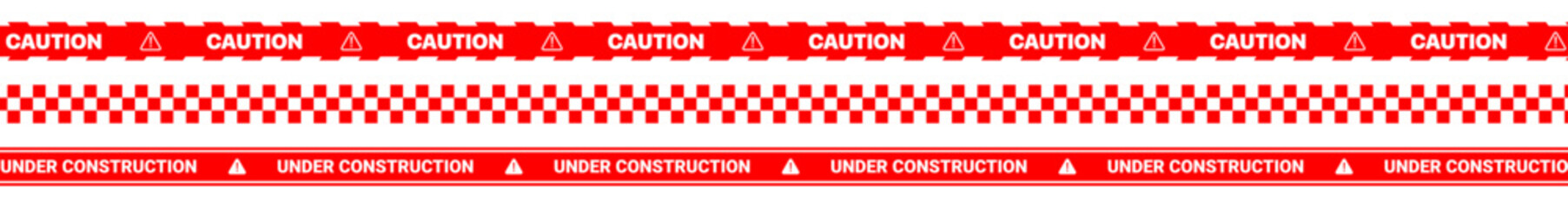 White and Red Construction Warning Tape PNG Banner with Alert Background Design for Web and Page Security Maintenance Signs