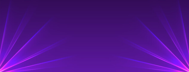 Purple laser rays or beams, glowing neon lines, bright futuristic background. Concert or nightclub spotlights. Vector illustration.