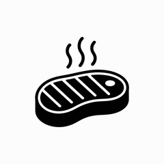Grilled Steak Icon – Hot Cooked Meat Silhouette Vector Illustration