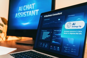 AI strategy tip on financial dashboard for business consulting and ROI planning