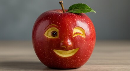 Apple with carved face