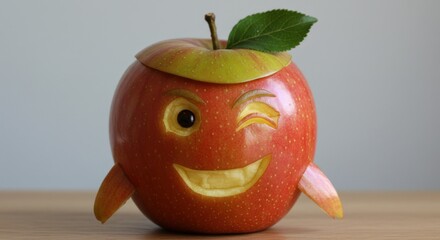 Smiling apple fruit art