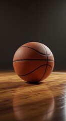 Obraz premium Basketball on hardwood floor