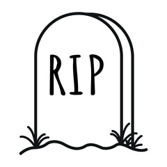 RIP Tombstone Line Art Icon – Minimalist Halloween Grave Symbol Vector Illustration
