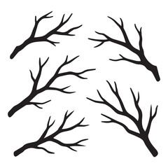 Creepy Tree Branch Silhouettes Set – Bare Twisted Limb Vector Elements