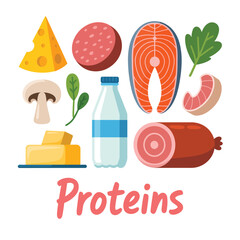 Collection of protein rich foods for healthy eating