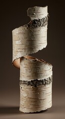 Birch bark spiral art piece