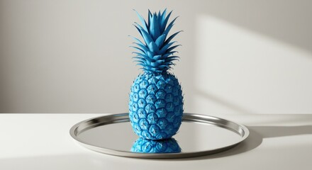 Vibrant blue pineapple on a tray