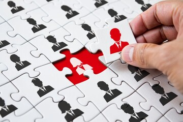 Recruitment human resources talent acquisition puzzle team building hr management job search