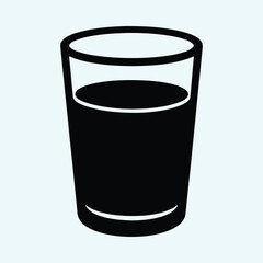 Silhouette drinking glass full liquid simple flat design vector illustrator