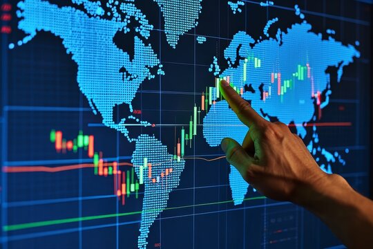 Global market analysis and stock trading strategy with world map visualization tool