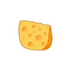 Piece of cheese isolated on white. Maasdam cheese in flat style. Food Vector illustration