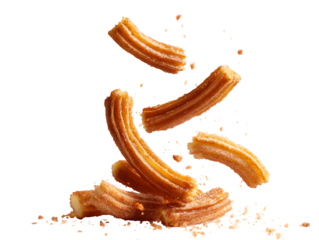 Delicious Churros Falling, Sugar Coated Pastry, Sweet Treat, Food Photography
