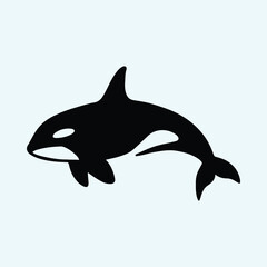 Silhouette orca whale side view aquatic animal vector illustrator
