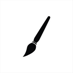Fototapeta premium Black paint brush with curved bristles drawing painting