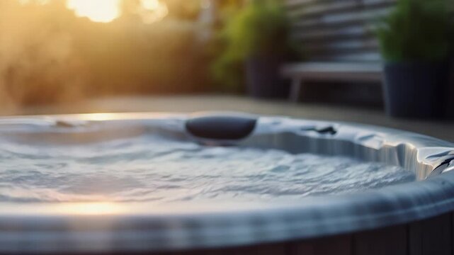 A personable outdoor setup with a hot tub situated on top of a wooden deck