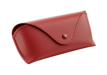 Elegant Red Leather Eyeglasses Case on Black Background Premium Eyewear Protection and Style Accessory Item Close Up