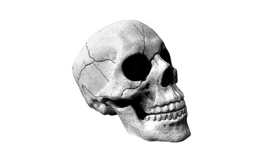 Skeleton Skull – Isolated Halloween Head with Transparent Background PNG