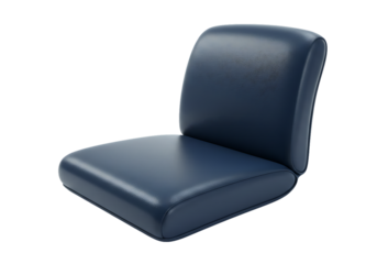 Ergonomic Navy Blue Office Chair Seat with Curved Back Support and Comfortable Cushioning on a Black Backdrop