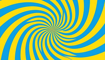 Abstract swirl pattern with alternating yellow and blue stripes