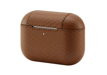 Luxury Brown Leather Airpods Pro Case Protective Cover with Premium Stitching and Sleek Design on Dark Background