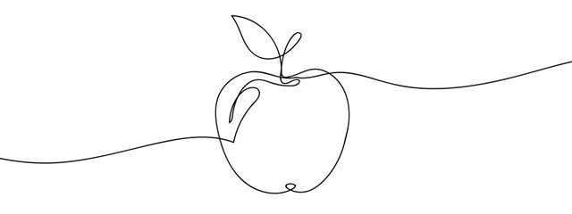Continuous line vector of hand drawn wavy apple lines. editable stroke.