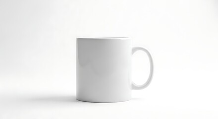 Fototapeta premium Blank White Ceramic Coffee Mug Mockup on White Background – Front View