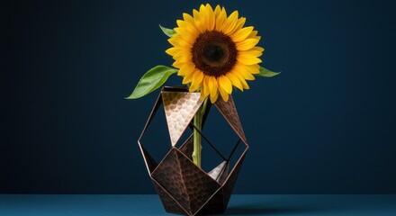 Sunflowers in Geometric Vase