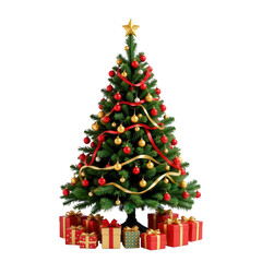 Festive Christmas Tree with Colorful Ornaments and Presents