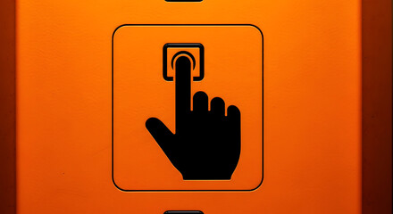 Orange Button Activated By Touch Symbolizing Interaction Or Start Access