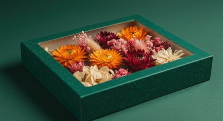 Pressed flowers in a box