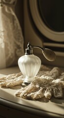 Antique perfume bottle and gloves