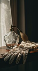Antique perfume and gloves