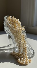 Glass shoe with pearls
