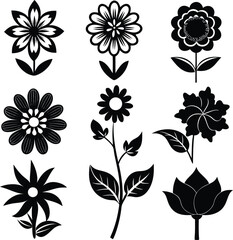 Flower icon silhouette bundle set bundle vector design with white background