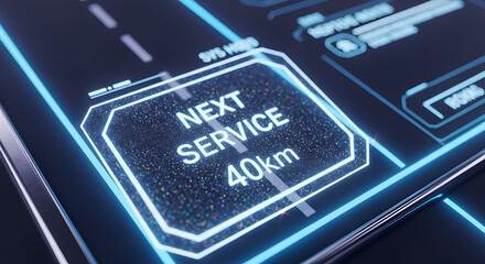 Next Service Notification Displayed On Modern Automotive Navigation System Interface