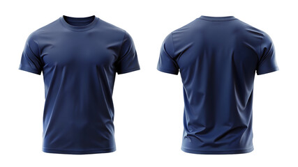 Navy Blue T-Shirt Round Neck Template From Two Sides

