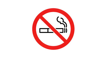 No Smoking Sign With A Red Circle And Cigarette Minimalist Illustration