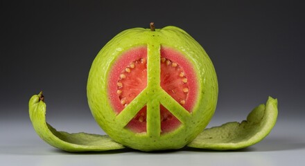 Guava with peace sign