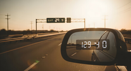 Road Trip At Sunset: Reflections Of Time And Distance On The Highway
