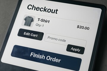 Online store checkout process on mobile device for clothing purchase order