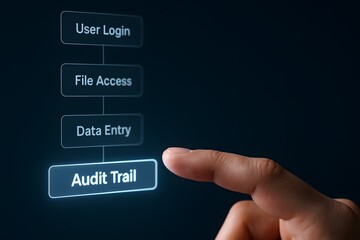 Data security process flow with user login file access and audit trail system