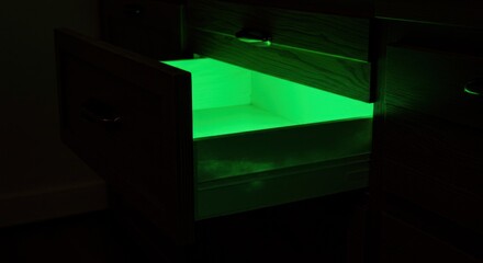 Illuminated drawer at night