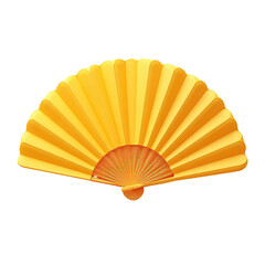 Bright, golden-yellow hand fan,  radiating lines