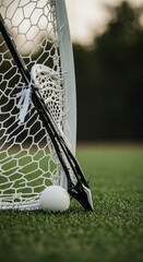 Lacrosse goal, ball, and net